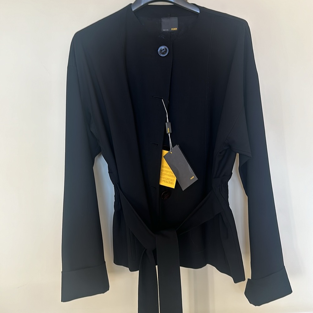 NWT Authentic FENDI  Button Down Jacket with Belt Size 44